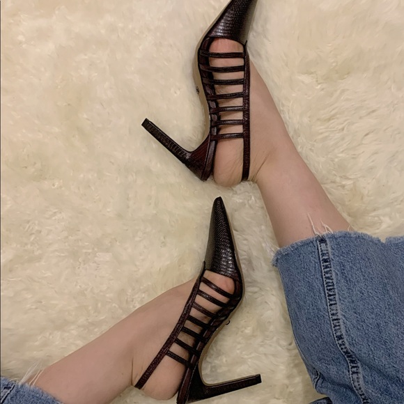 NEW REISS burgundy strap sandal heel - Picture 2 of 6